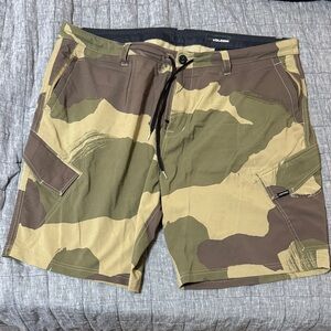 Volcom Green and Brown Camouflage Shorts